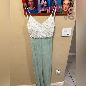 Elegant White and Green Romper/Jumpsuit